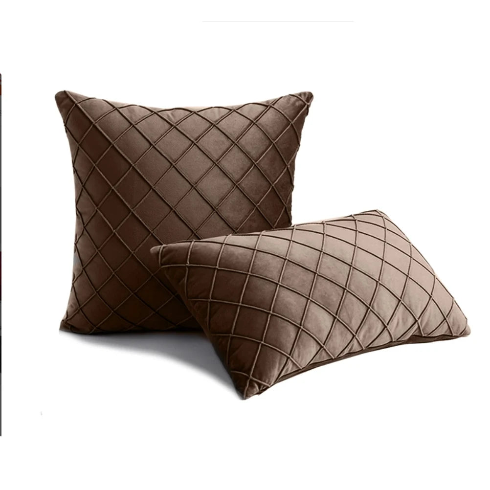 1 Piece of Velvet Quilted Diamond Lattice Pillow Pillow Cover, Square Cushion Cover, Holiday Home Pillow Decoration, Soft and Co