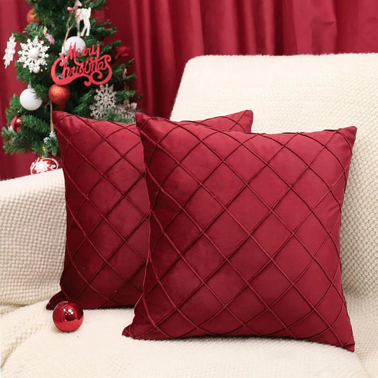 1 Piece of Velvet Quilted Diamond Lattice Pillow Pillow Cover, Square Cushion Cover, Holiday Home Pillow Decoration, Soft and Co