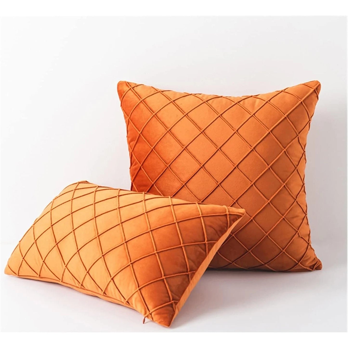 1 Piece of Velvet Quilted Diamond Lattice Pillow Pillow Cover, Square Cushion Cover, Holiday Home Pillow Decoration, Soft and Co