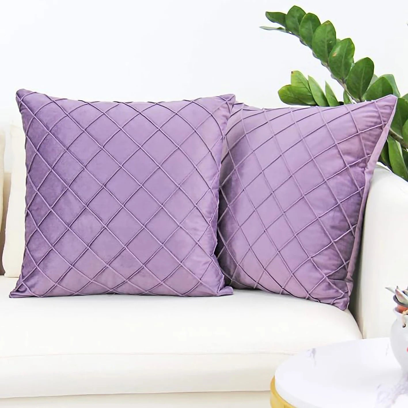 1 Piece of Velvet Quilted Diamond Lattice Pillow Pillow Cover, Square Cushion Cover, Holiday Home Pillow Decoration, Soft and Co